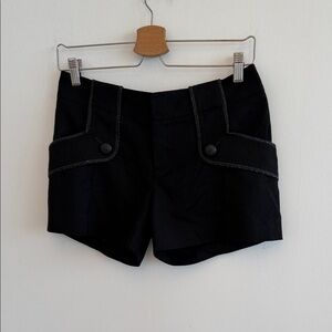 Black High-Waist Women's Shorts with Buttoned Flap Pockets